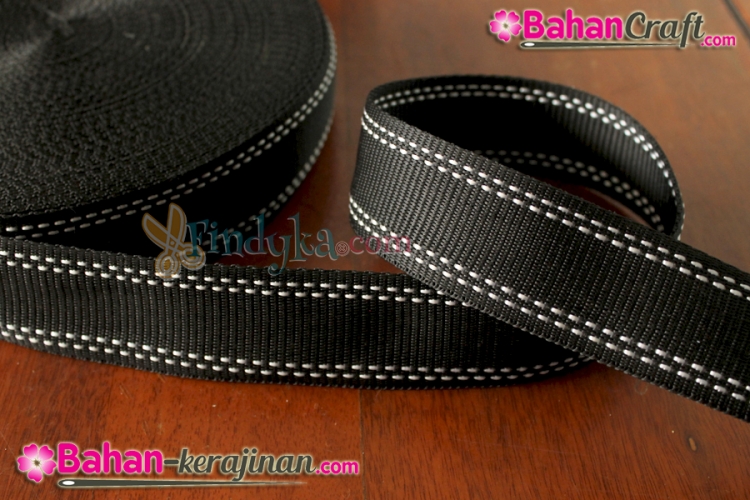 cara jahit kulit tas Webbing  3,8cm bintik Findyka.com uk hitam nilon